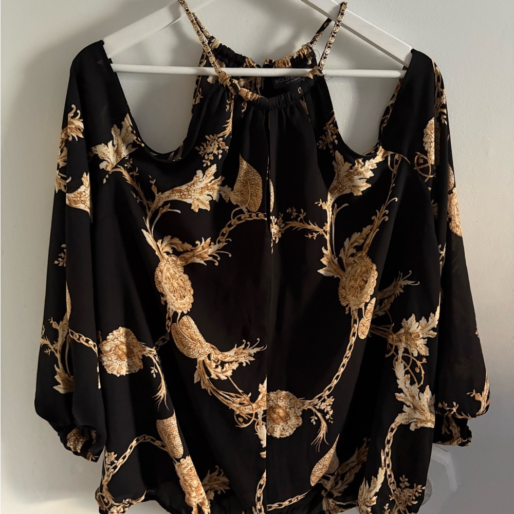 BOLD elements Black and Gold Floral Blouse